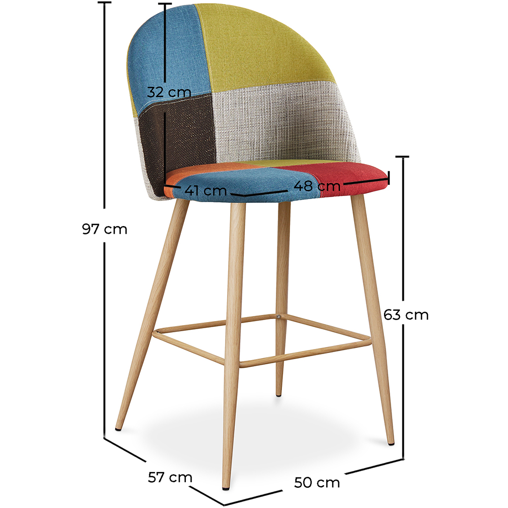 Patchwork Upholstered Stool - Scandinavian Style - 63cm - Evelyne image 10