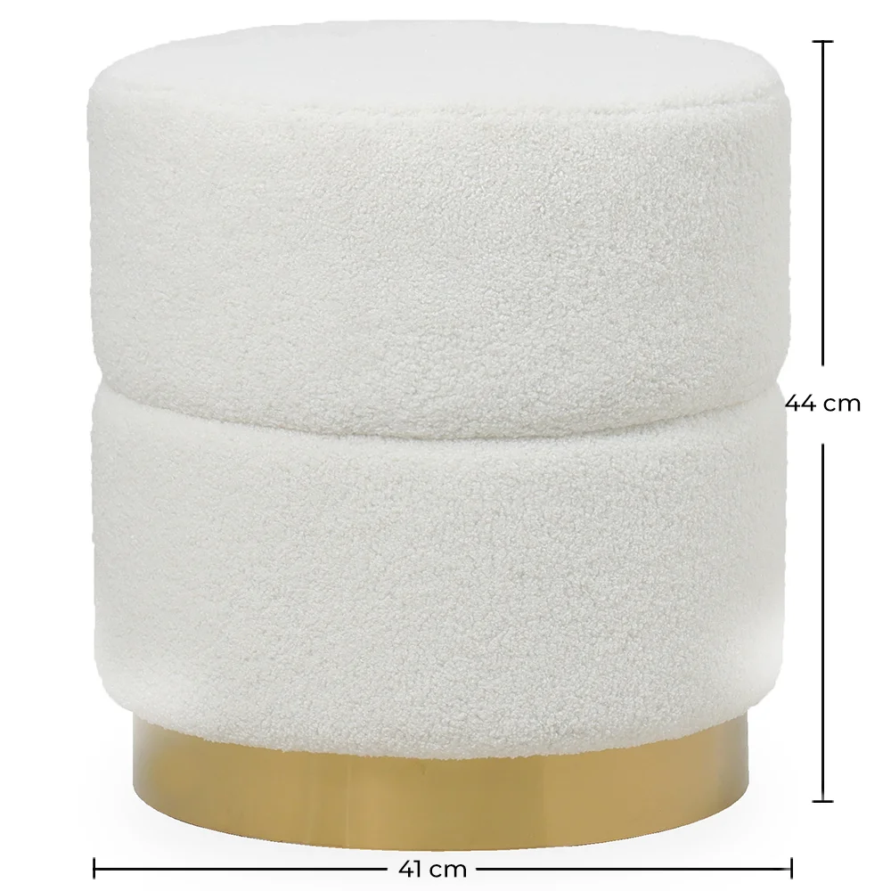 Round Pouf Upholstered in Bouclé Fabric - Gabby image 10