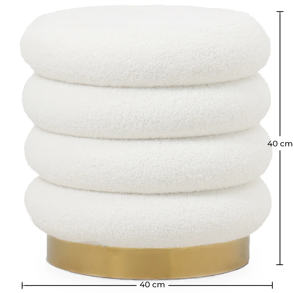 Round Pouf Upholstered in Bouclé Fabric - Gereth image 10