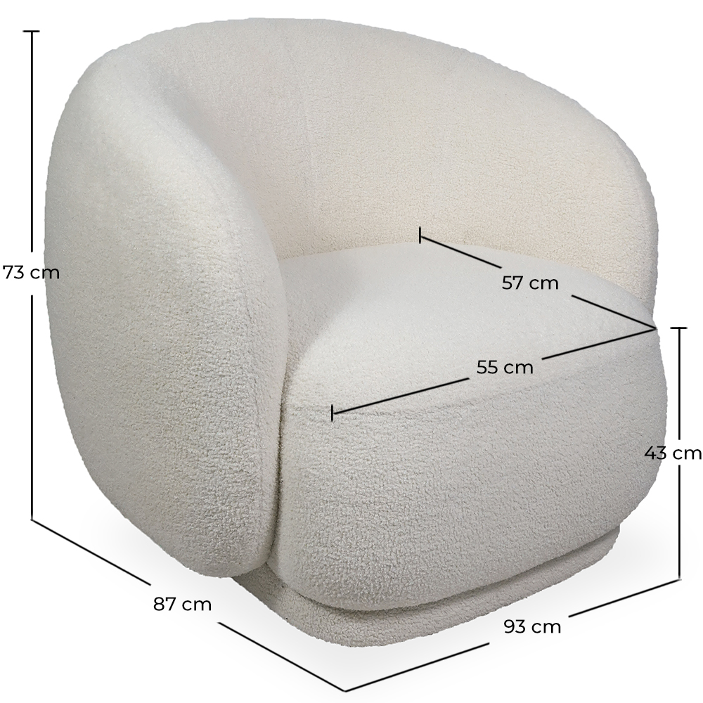 Upholstered Armchair in Bouclé Fabric - Curved Design - Drisela image 10