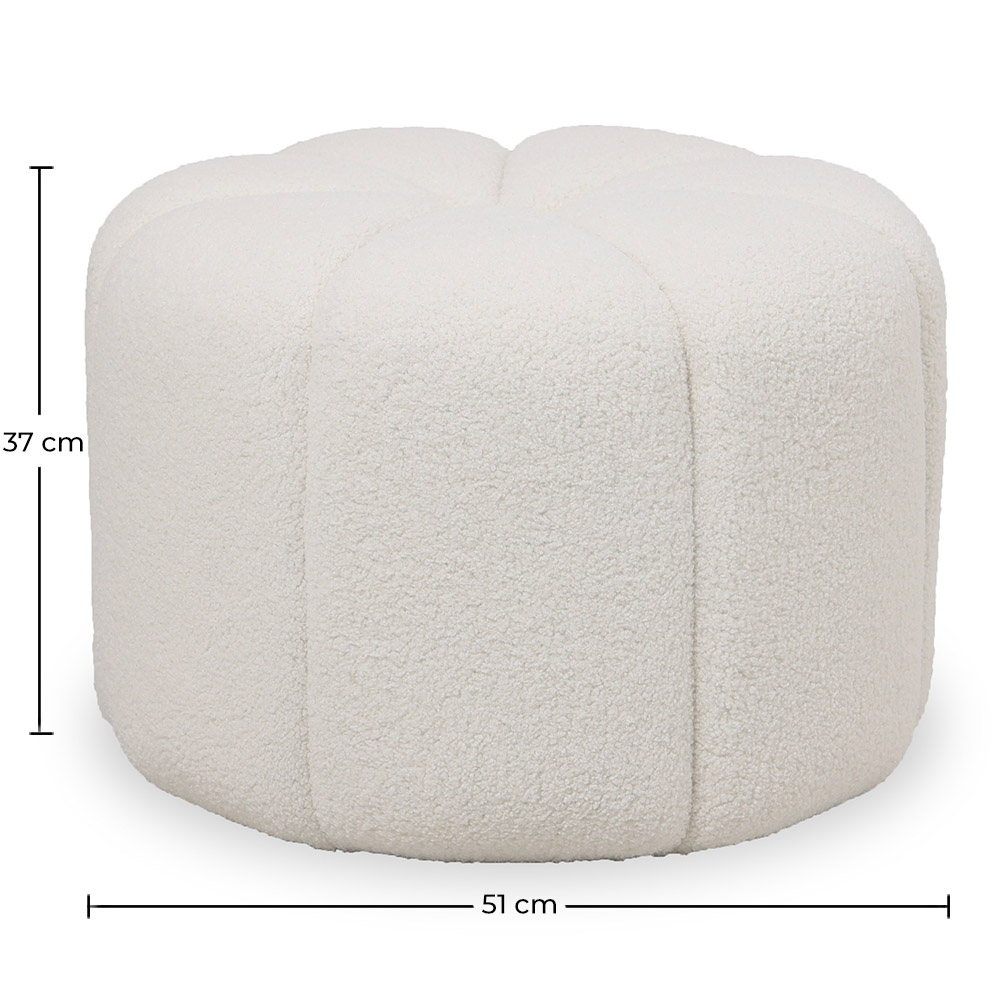 Round Ottoman Upholstered in Bouclé Fabric - Posera image 10