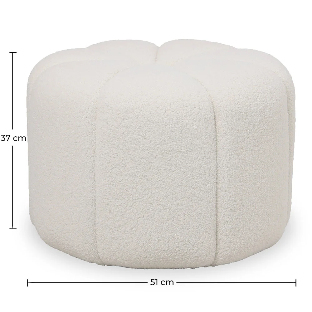 Round Ottoman Upholstered in Bouclé Fabric - Posera image 10