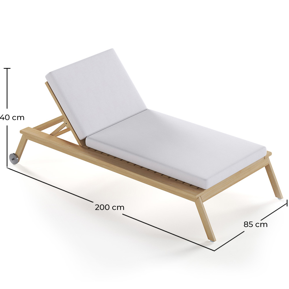 Teak Wood Sun Lounger with Cushion - Steela image 10