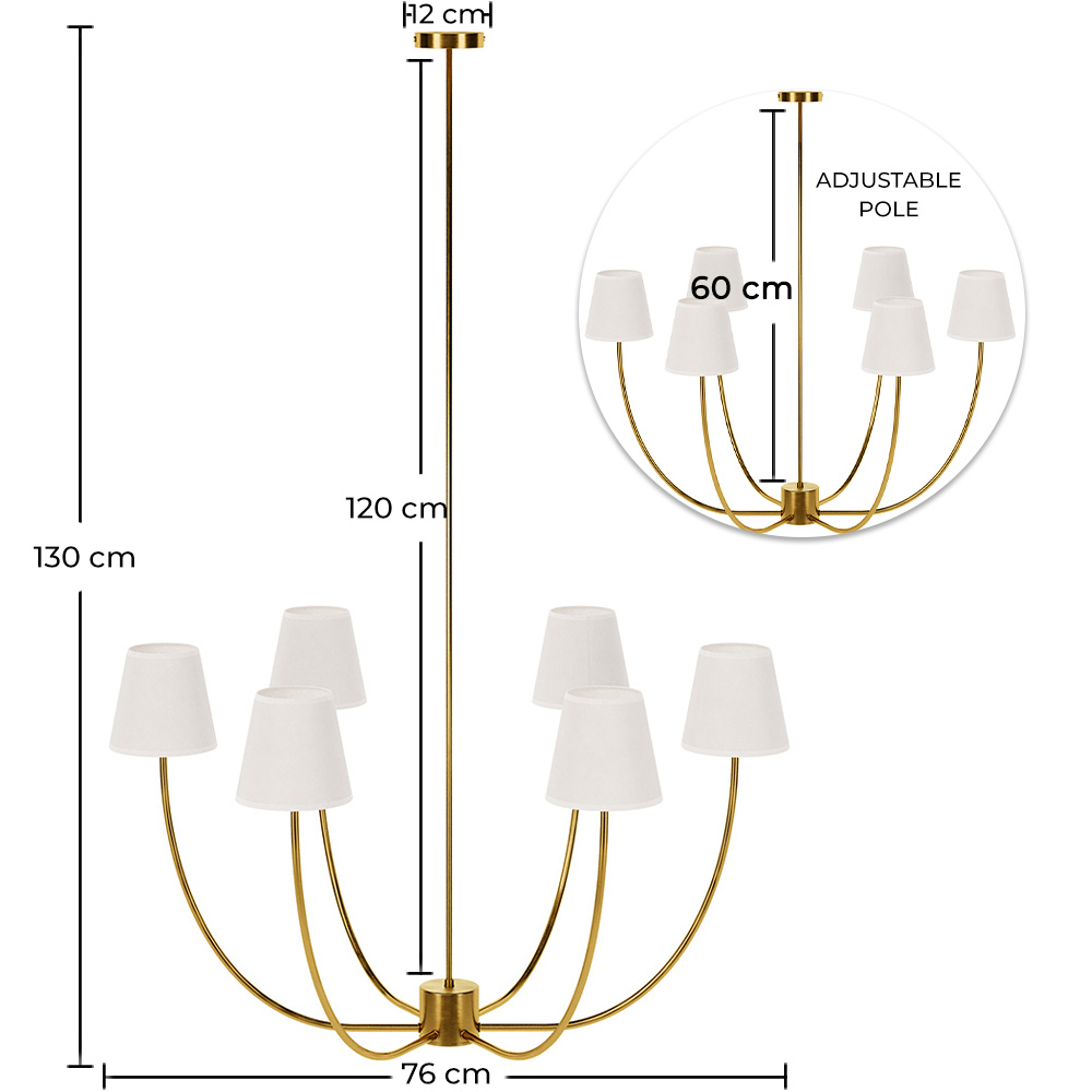 Gold Ceiling Chandelier with 6 Shades - Arena image 10