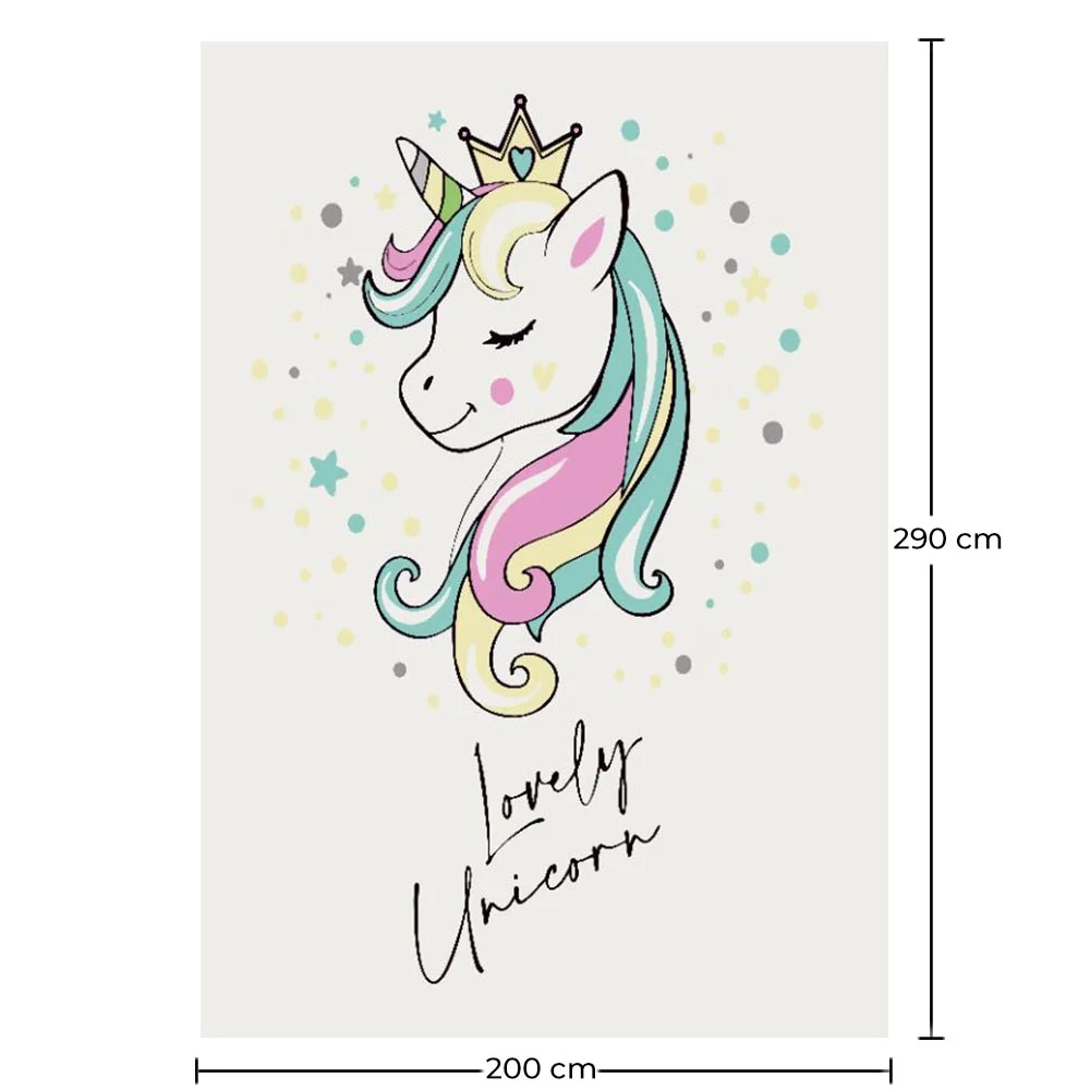 Large Kids Unicorn Design Carpet - Multicolor (290x200 cm) - Style image 10