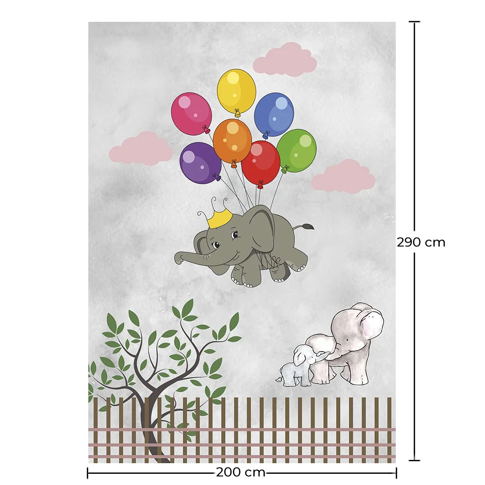 Large Kids Flying Elephant Design Carpet - Multicolor (290x200 cm) - Yumal image 10