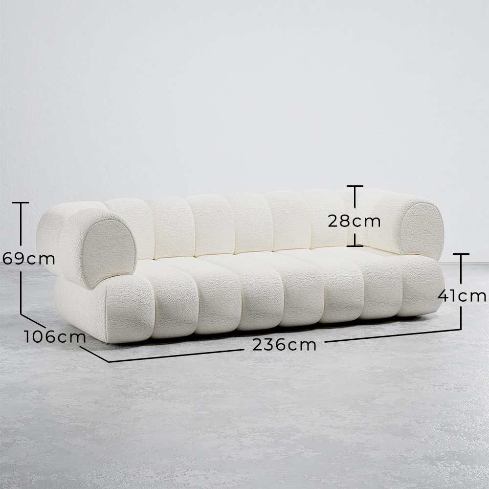 Bouclé Upholstered Sofa - Modern Style - 2/3 Seats - Curved Teddy image 10