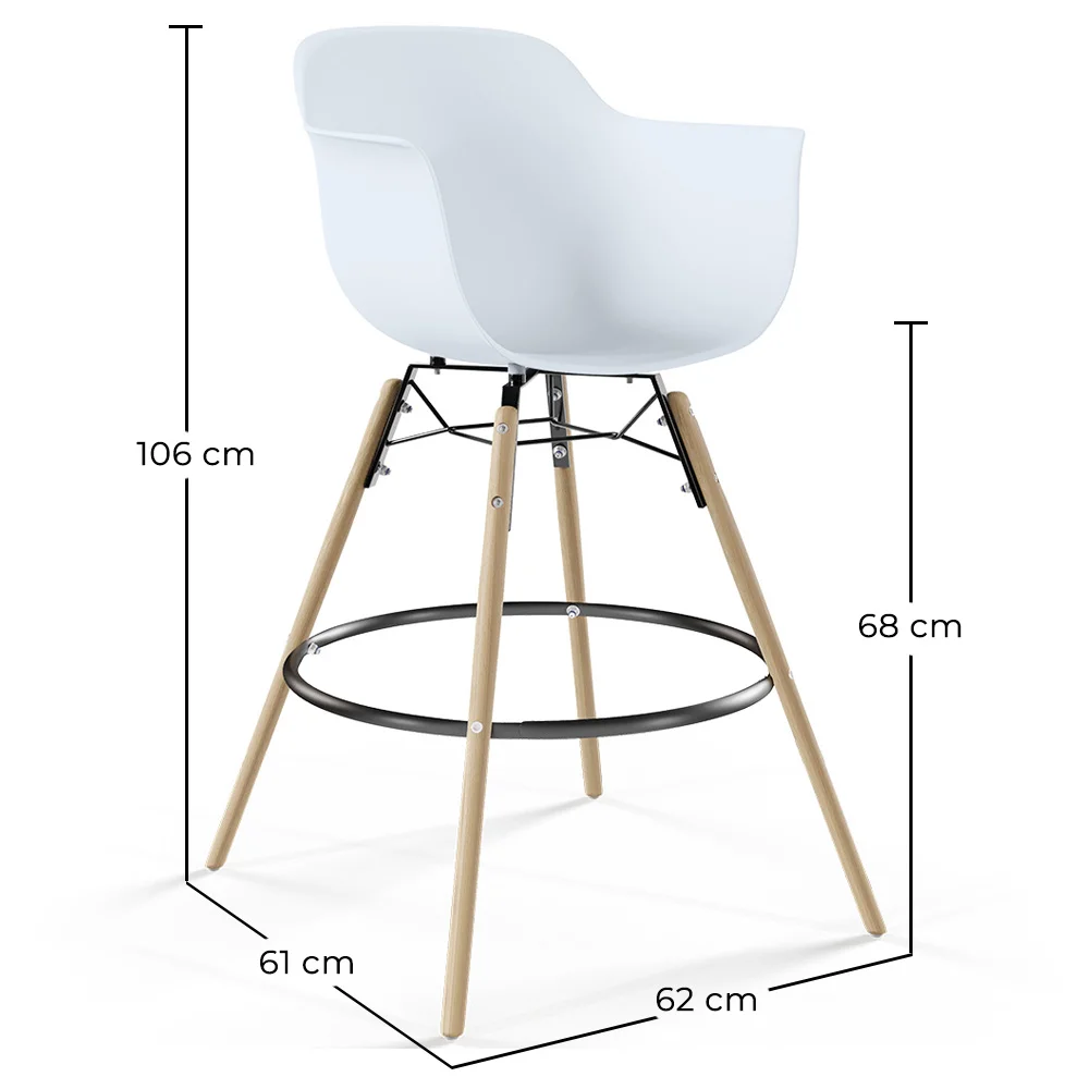 Bar Stool - Scandinavian Design - Wooden Legs - Pack of 2 - Nordika image 10