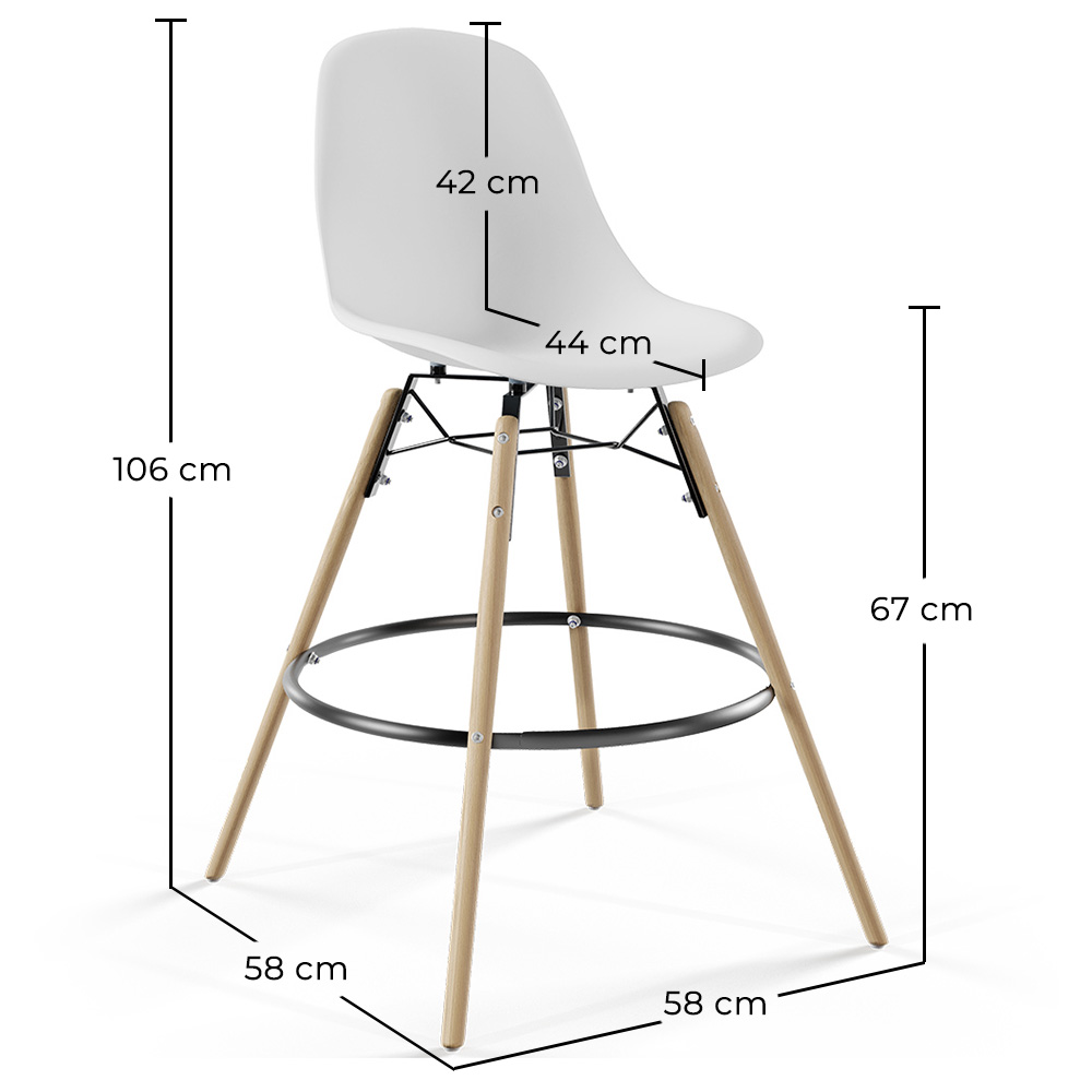 Pack of 4 Bar Stools - Scandinavian Design - Wooden Legs - Skögur image 10