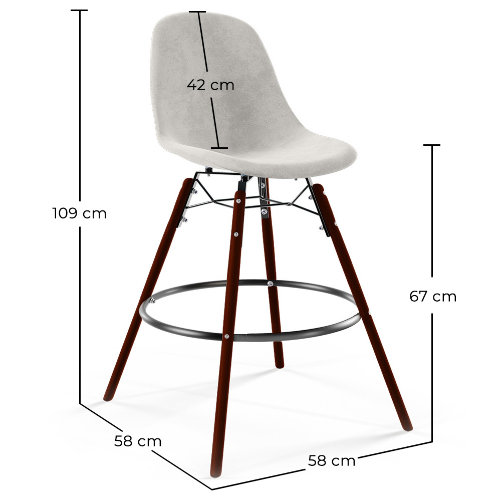 Velvet Bar Stool - Scandinavian Design and Dark Wood Legs - Skögur image 10