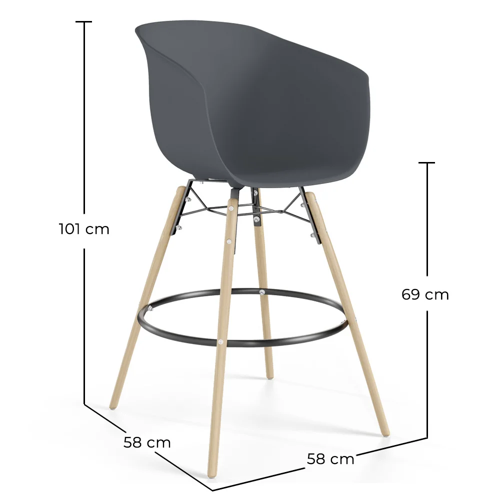 Bar Stool - Scandinavian Design - Natural Wood Legs - Melania image 10