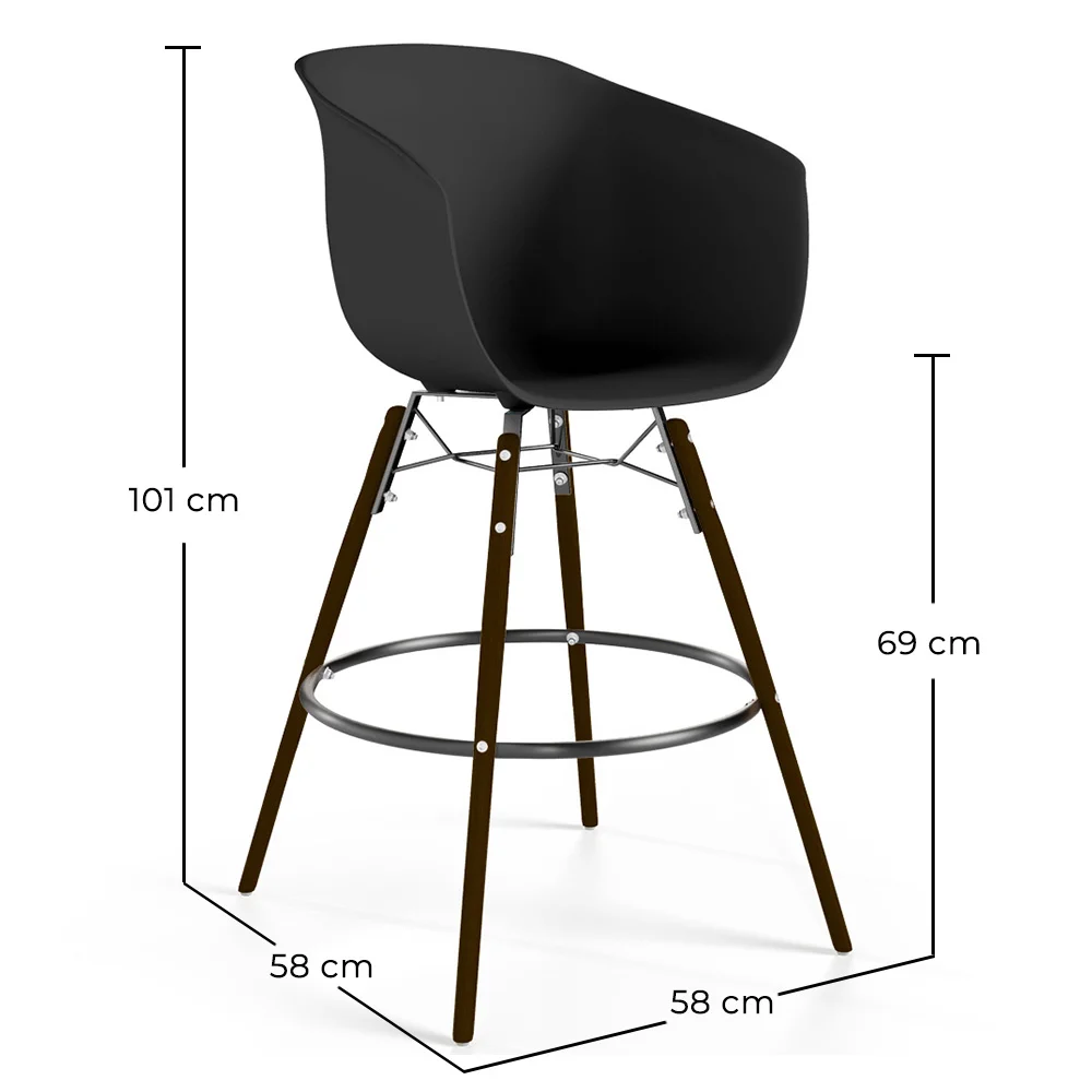 Bar Stool - Scandinavian Design - Dark Wood Legs - Pirela image 10