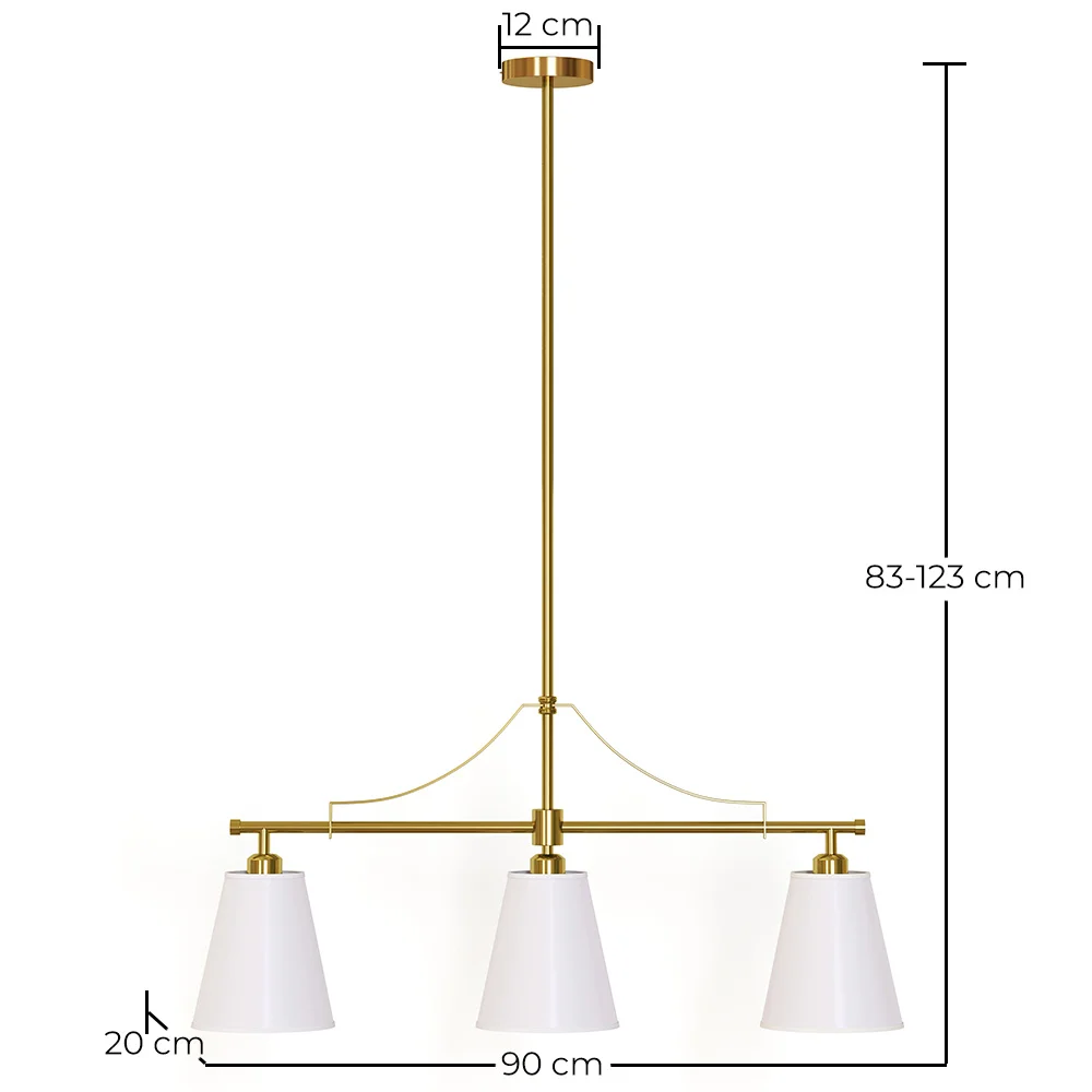 Aged Gold Metal Ceiling Pendant Lamp with 3 Shades - Bubles image 10