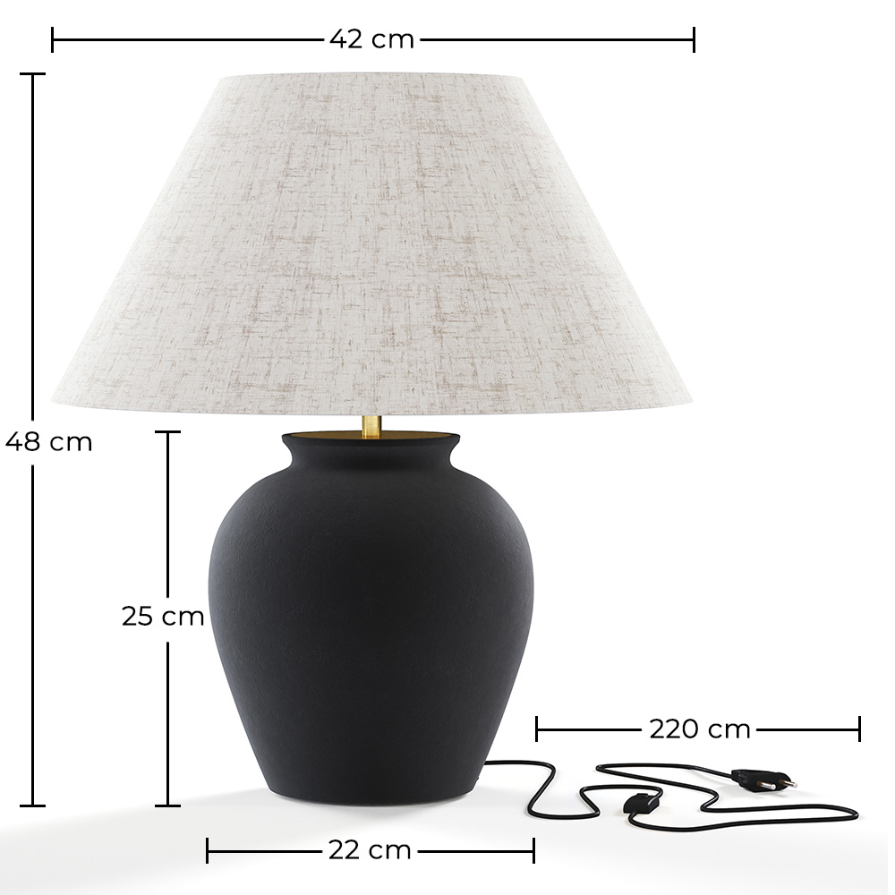 Vintage Table Lamp - Ceramic Base and Fabric Shade - Luno image 10