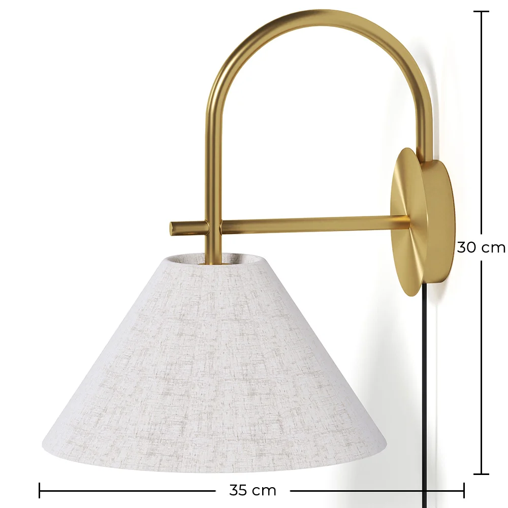 Vintage Gold Wall Lamp with Plug and Switch - Boly image 10