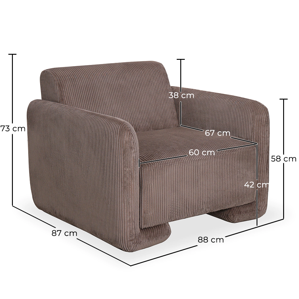 Armchair Upholstered In Velvet Corduroy – Modern Design - November image 10