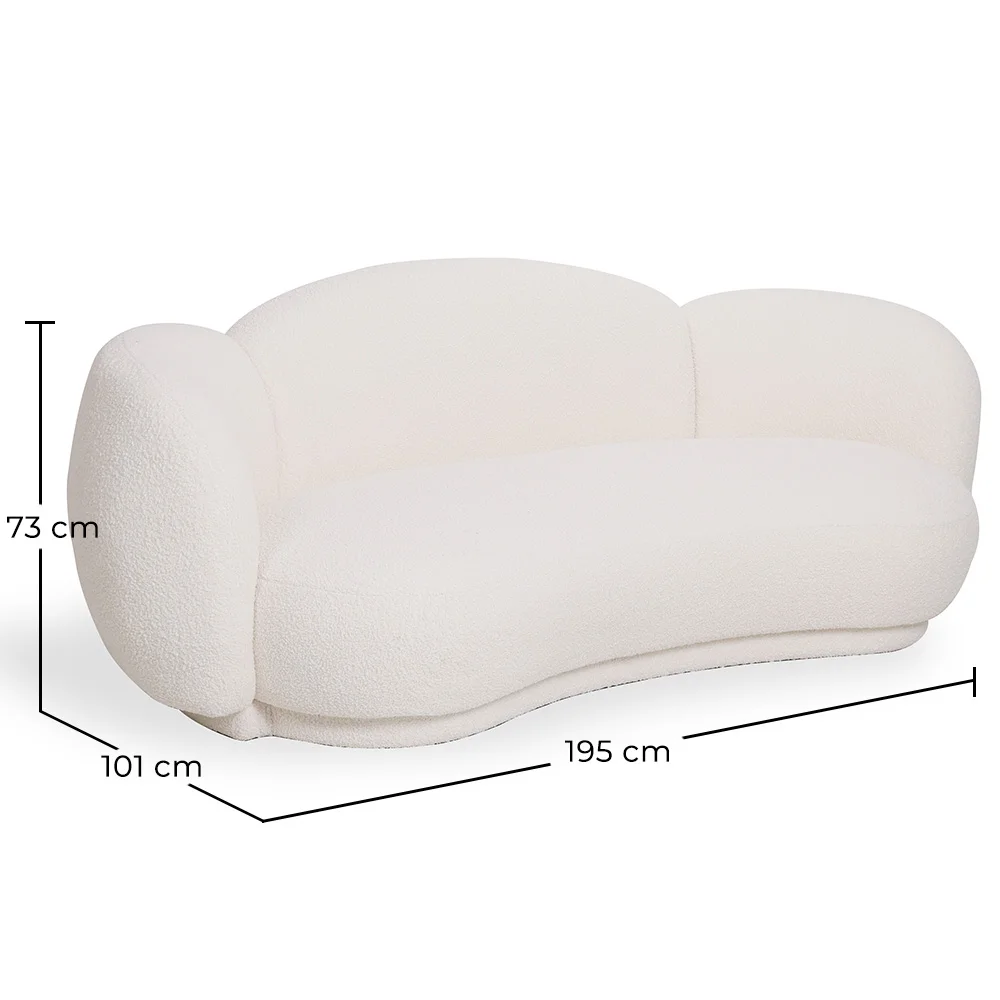 Curved Sofa Upholstered In White Bouclé – Modern And Elegant Design - Sorela image 10