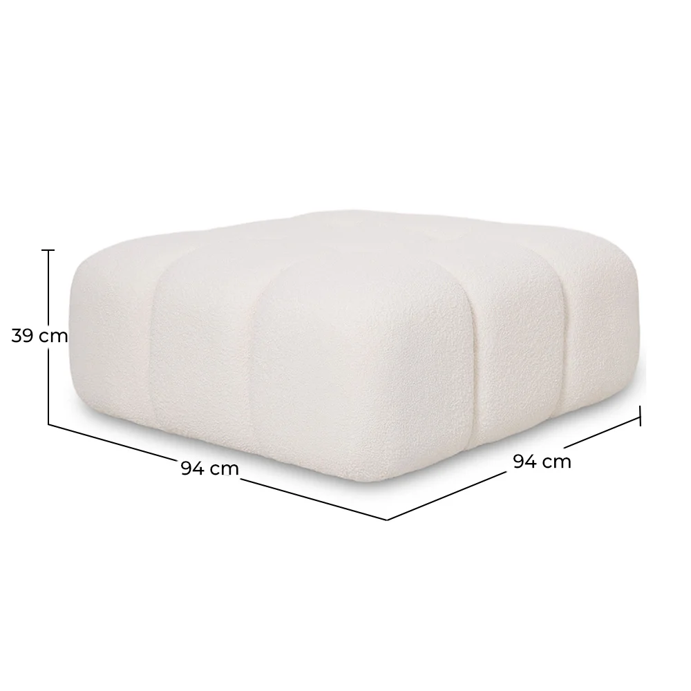 Modular Pouf Upholstered In Bouclé Fabric - Modern Design – Compatible With Bianca Modular Sofa image 10