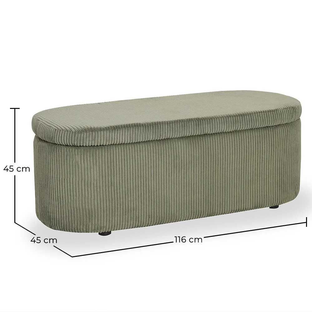 Bench With Internal Storage Upholstered In Velvet Corduroy Fabric - Eiren image 10