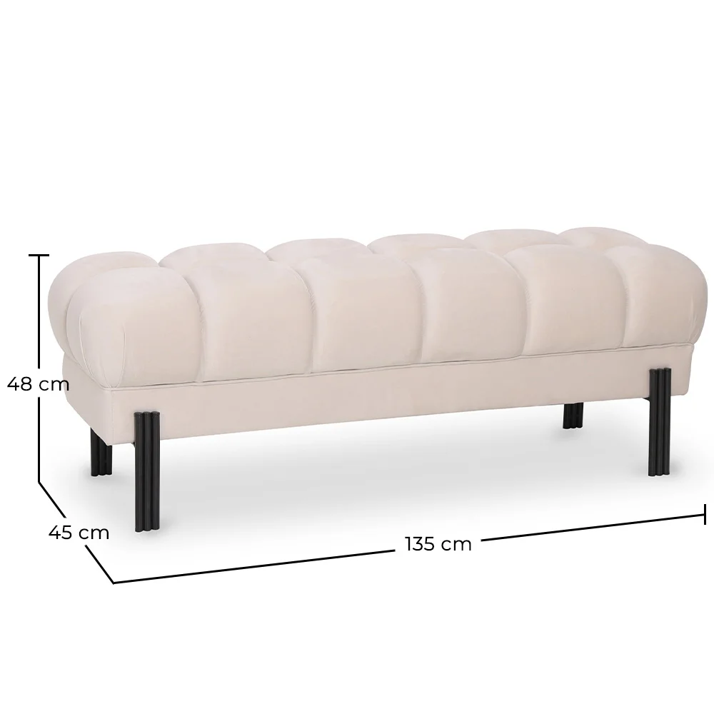 Chesterfield Style Bench Upholstered In Velvet With Iron Legs - Hamptons image 10
