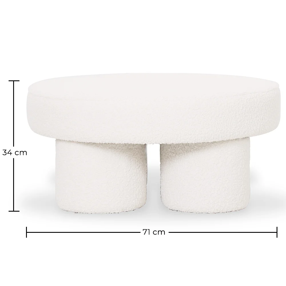 Designer Ottoman In White Bouclé – Modern Coffee Table - Sera image 10