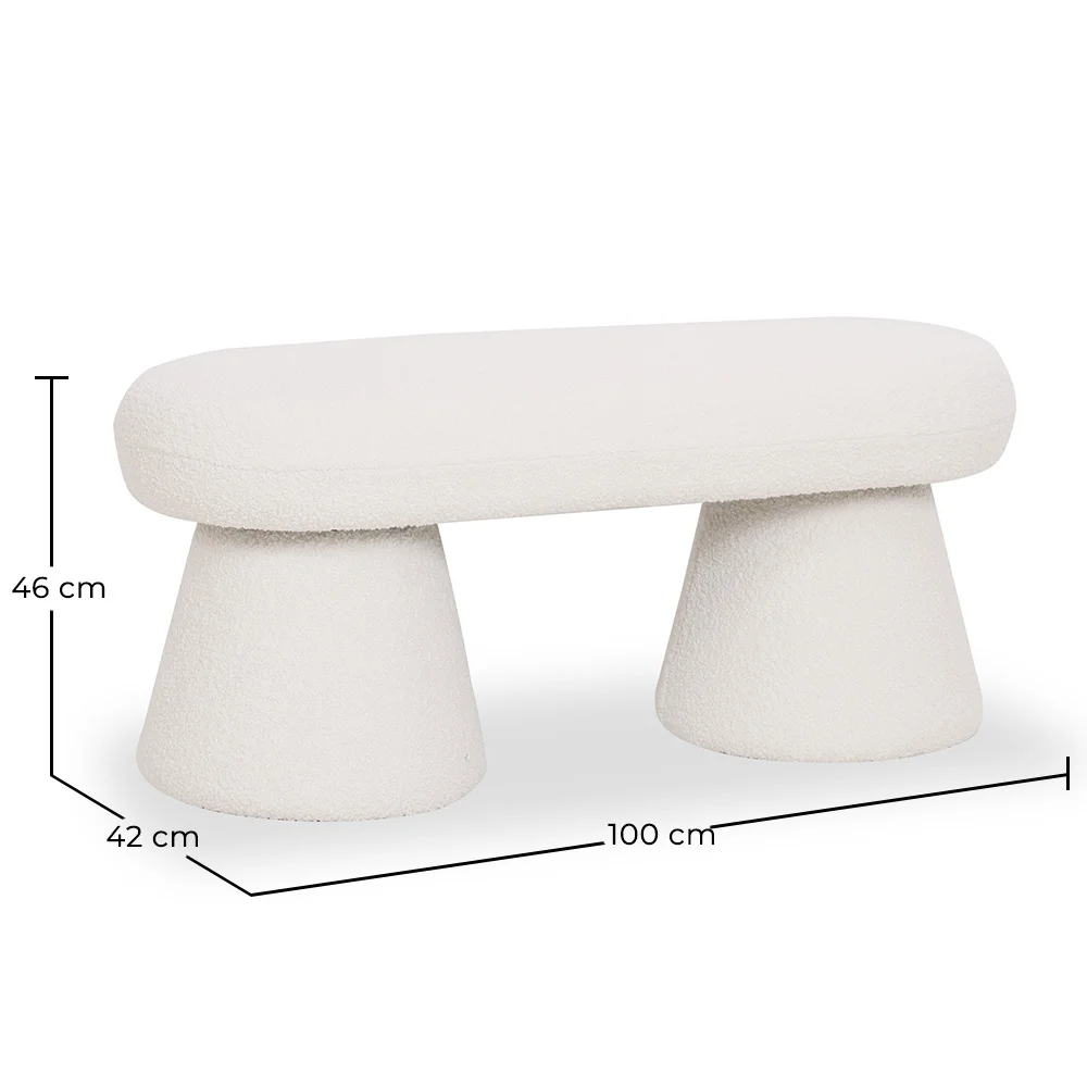 Modern Style Bench Upholstered In Bouclé Fabric - Kurt image 10