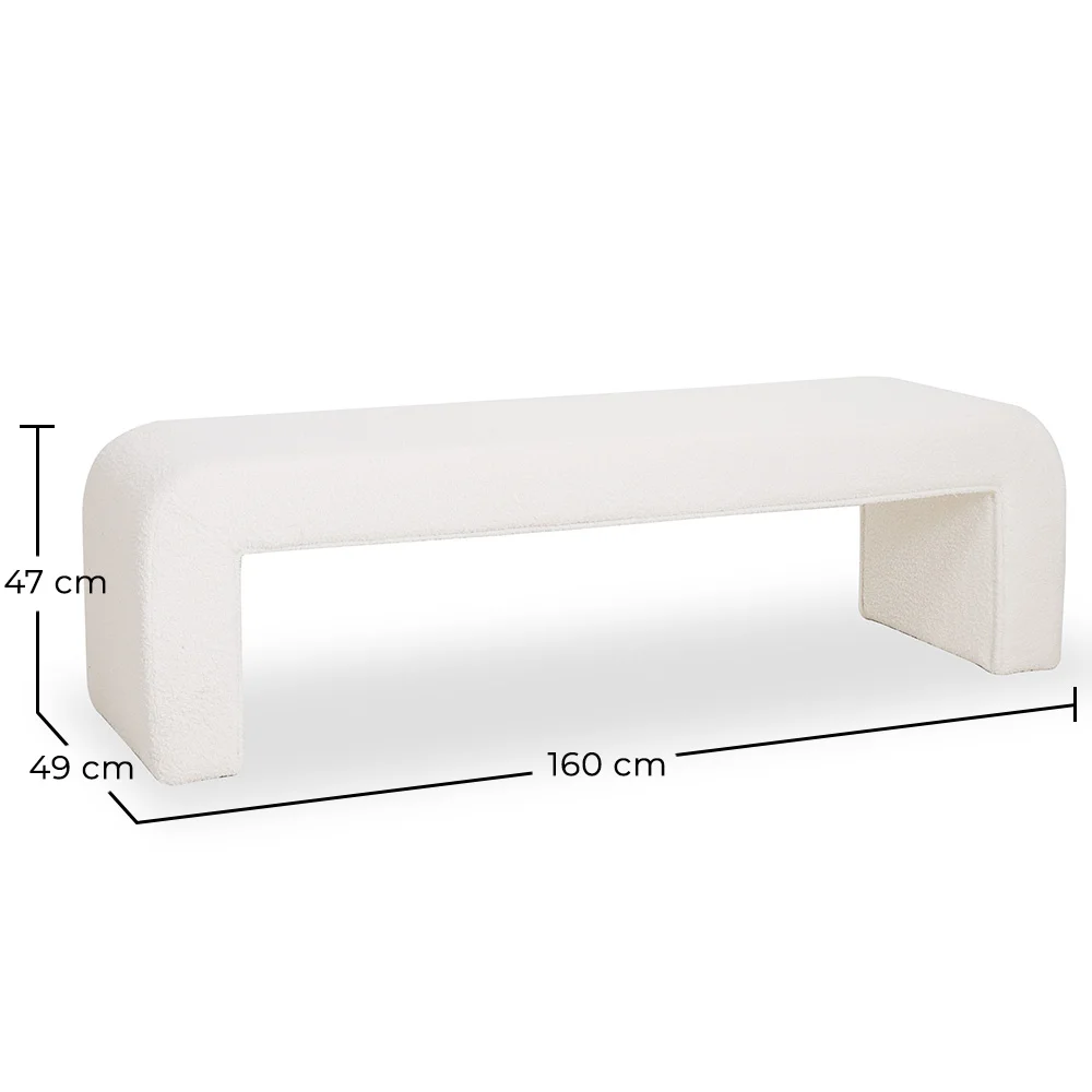 Bench Upholstered In White Bouclé Fabric - Modern Elegant Minimalist - Karla image 10