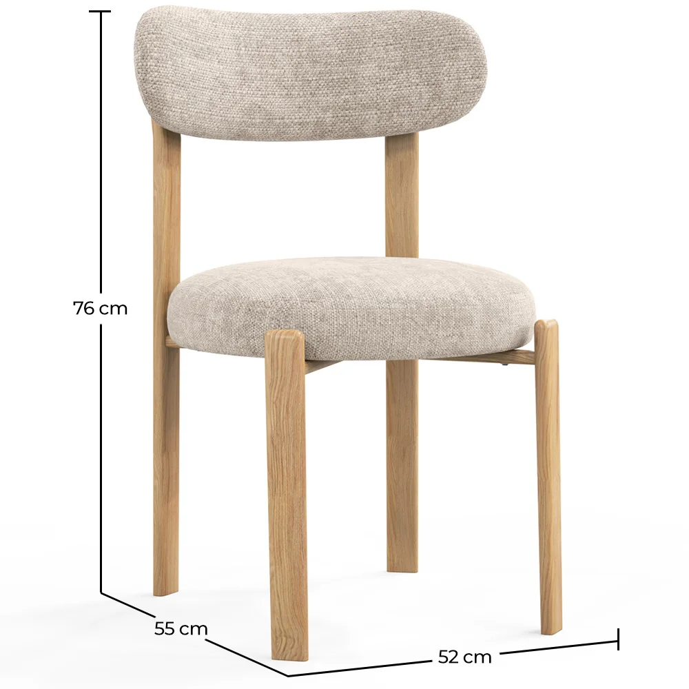 Dining chair Linen upholstered - Oak effect legs - Ergonomic and modern design - Okare image 10