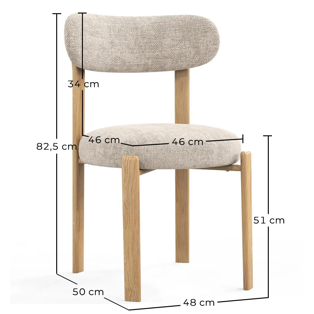 Dining chair Chenille upholstered - Oak effect legs - Ergonomic and modern design - Okare image 10
