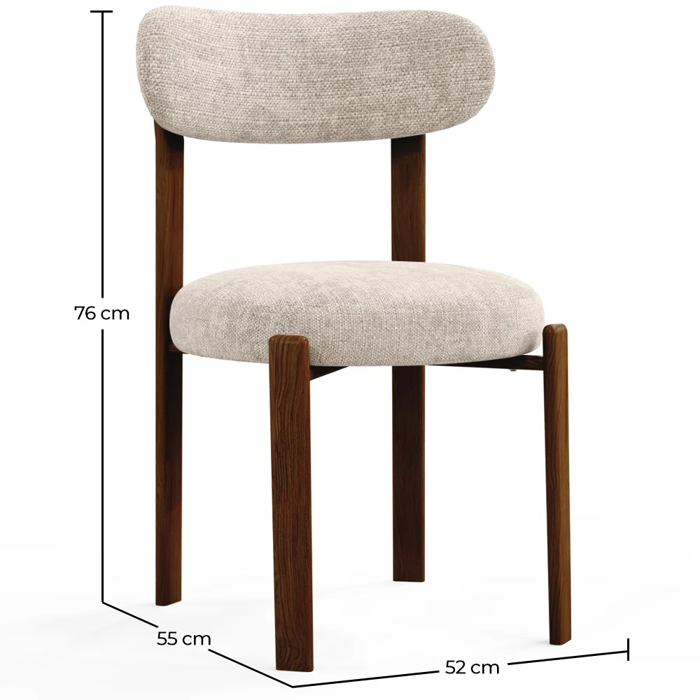 Dining chair upholstered in linen – Dark wood-effect legs – Ergonomic and modern design – Okare image 10