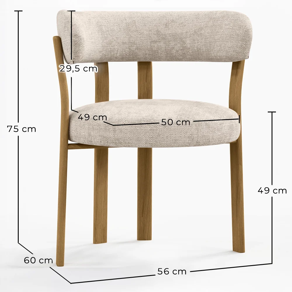 Living room armchair with armrests upholstered in Chenille  – Oak-effect legs – Ergonomic and modern design – Okare image 10