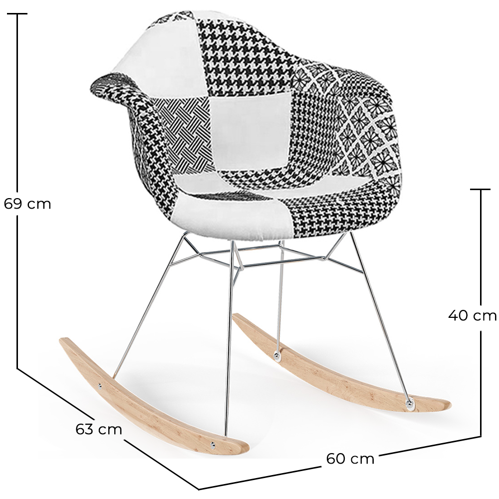 Rocking chair Nordic-style Patchwork– Upholstered in Fabric – Patchwork Sam  image 10
