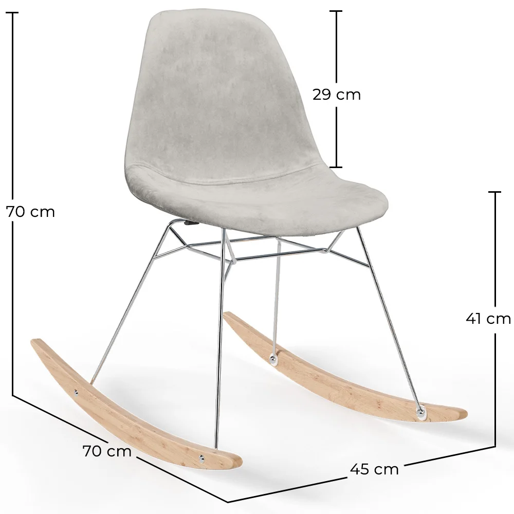 Rocking Chair Modern Fabric Upholstered for Adults - Steel and Wood Legs - Skögur image 10