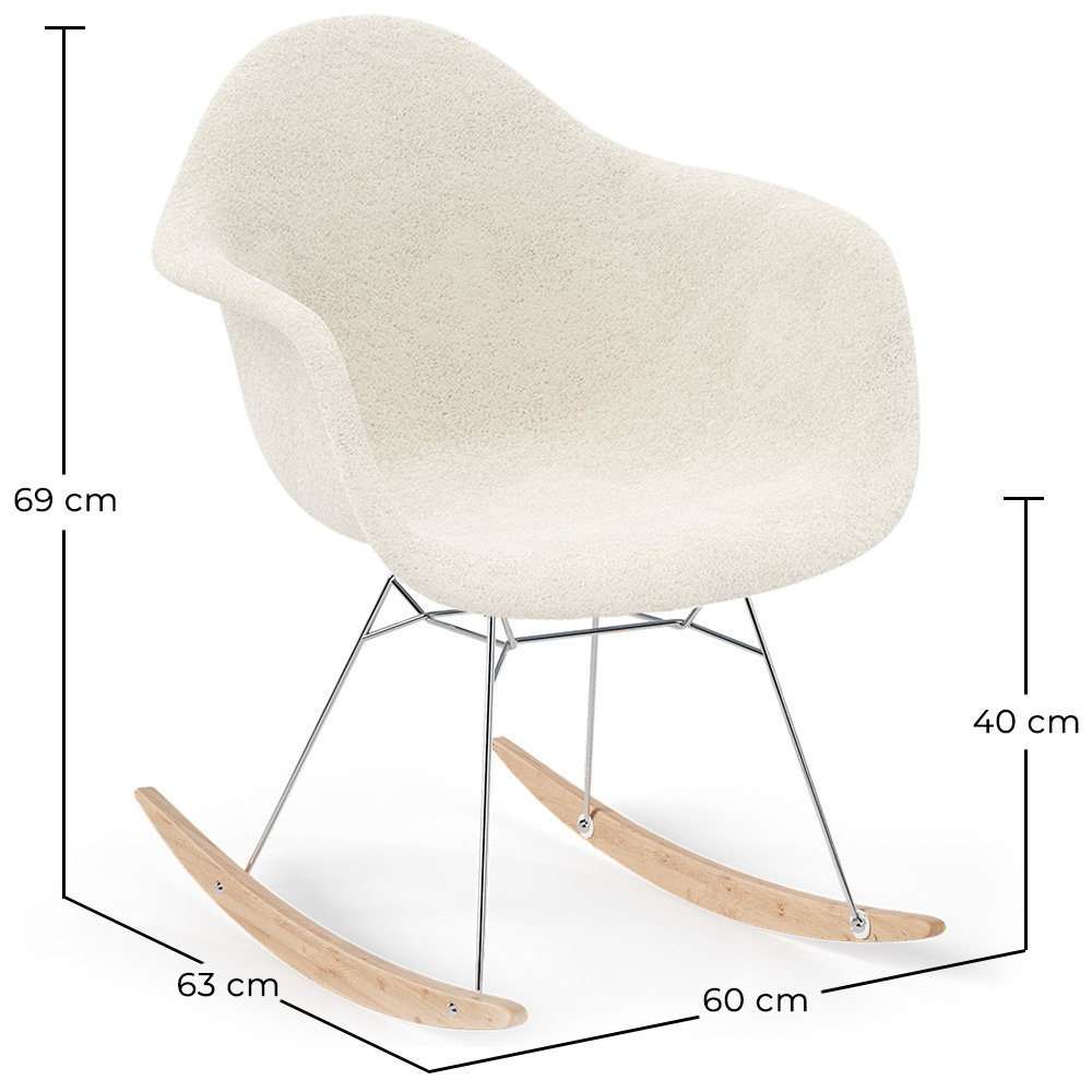 Rocking Chair Bouclé with Arms – Scandinavian Design with Steel and Wood - Nordika image 10