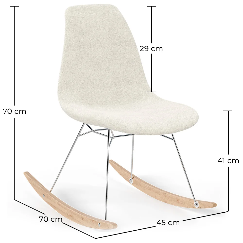 Rocking Chair  Minimalist Bouclé – Nordic Style with Wood and Steel Base - Skögur image 10
