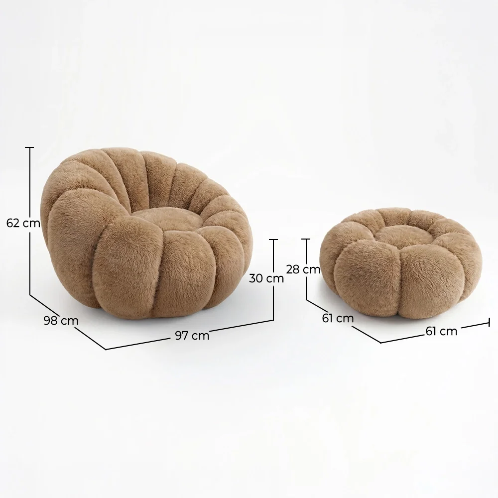Armchair with Ottoman Upholstered – Soft Fabric – Rubi image 10