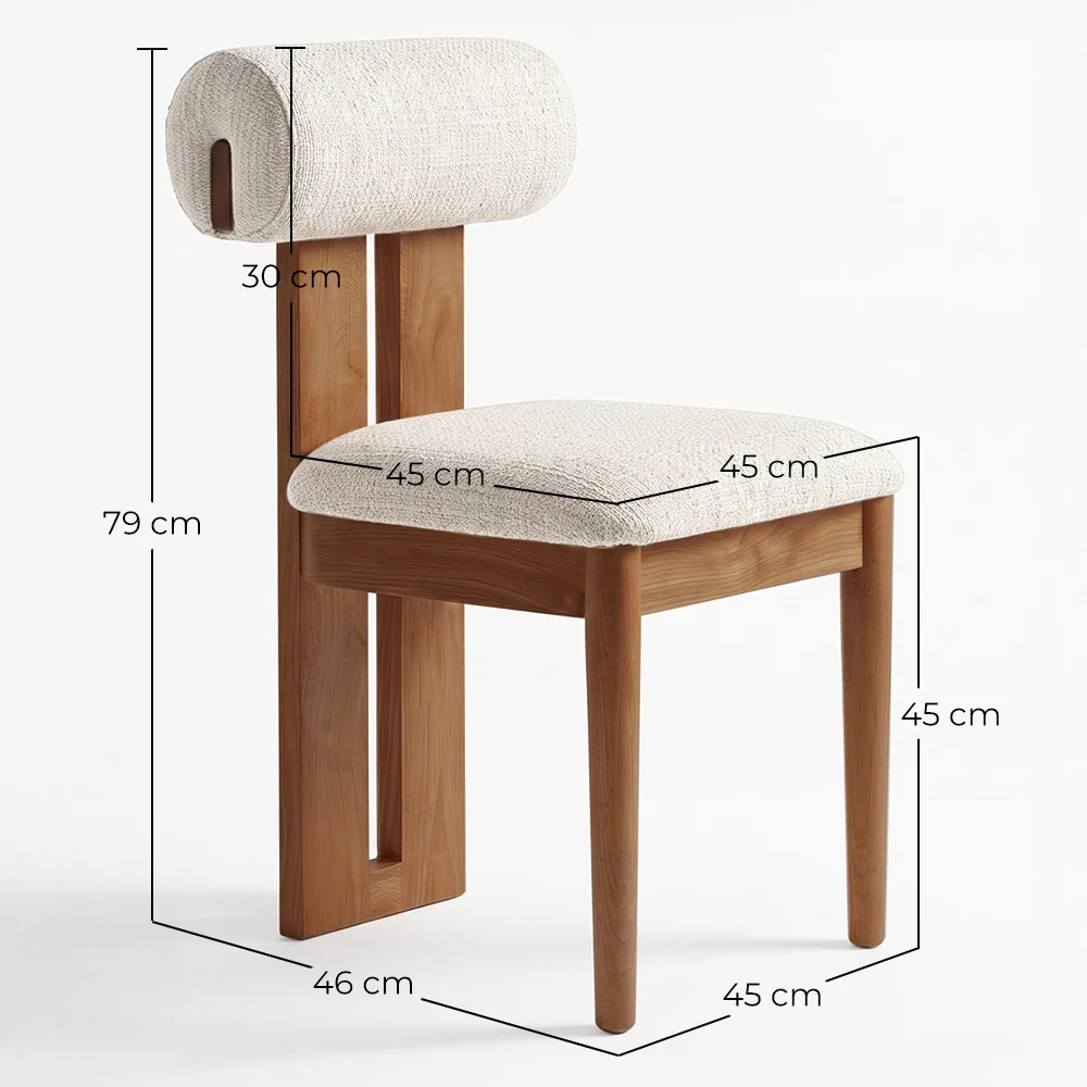 Chair Chenille Upholstered - Dark Natural Rubber Wood Frame - Ventor image 10