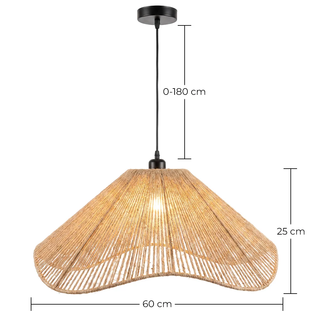 Pendant Lamp Natural Rope Boho Style – Handcrafted Natural Fiber Lampshade - Lunah image 10