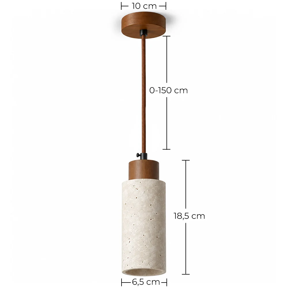 Ceiling Light Pendant Wood & Travertine - Élodie  image 10