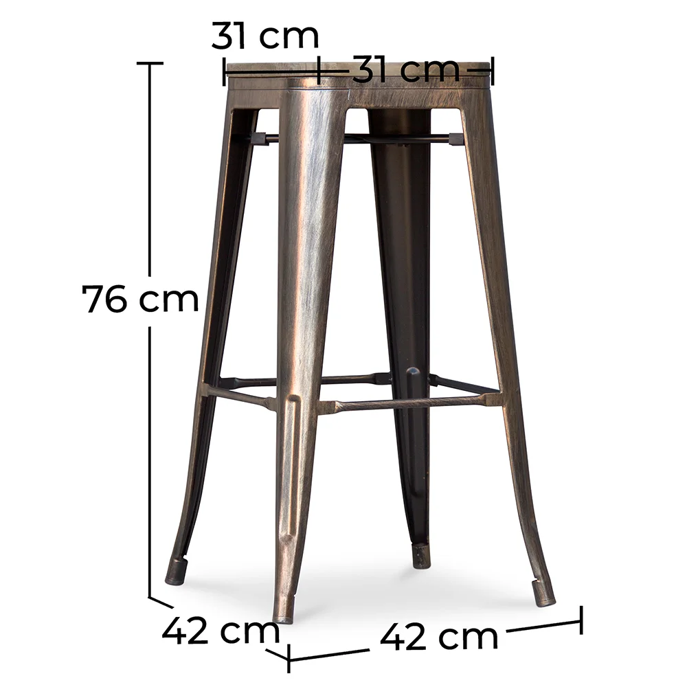 Industrial Design Bar Stool - Wood & Steel - 76cm - Stylix image 10