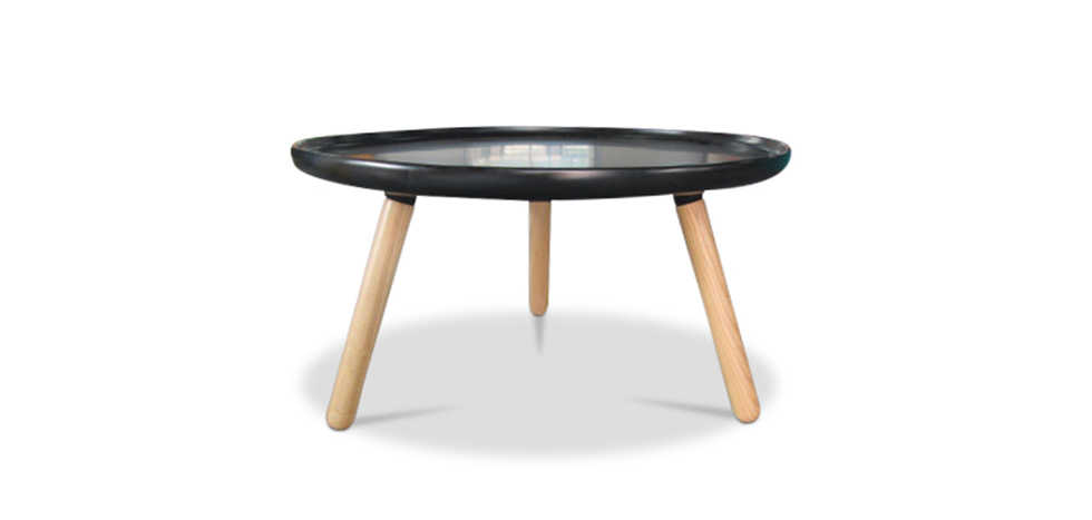 Scandinavian Round Coffee Table Black Fiberglass
