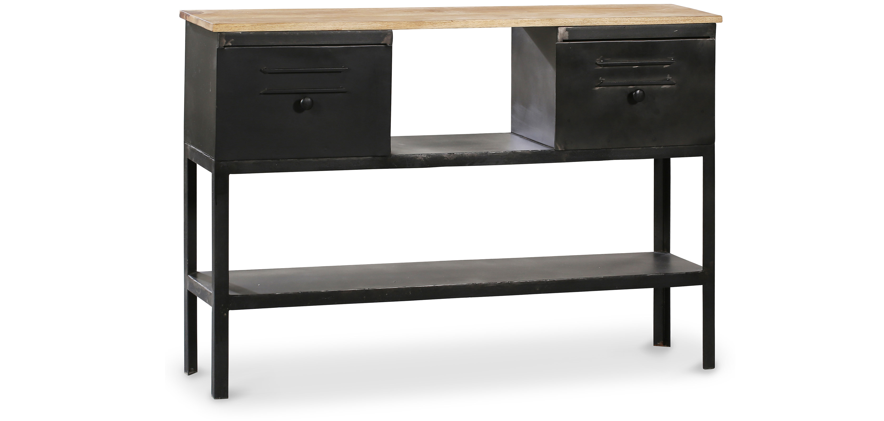 Buy Industrial Console table 2 drawers Metal Black 51318 in the UK Privatefloor