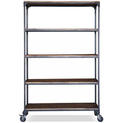 Buy vintage Industrial bookshelf on wheels steel and wood Black 27807 in the UK Privatefloor