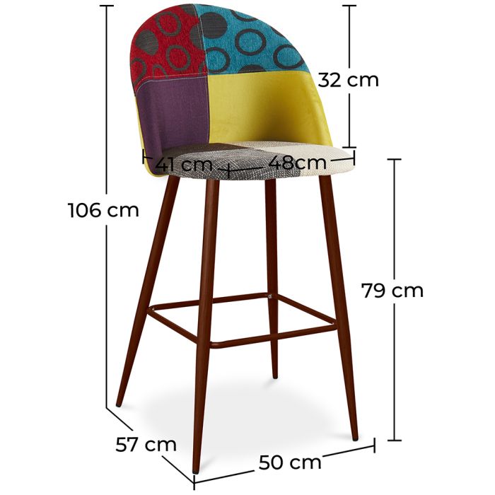 Patchwork Upholstered Stool Scandinavian Style Ray
