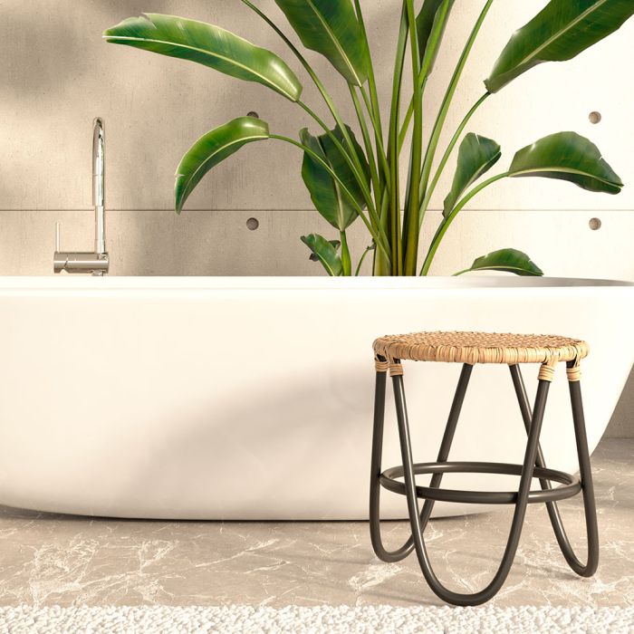 Round Rattan Stool Boho Bali Style Small Lleta