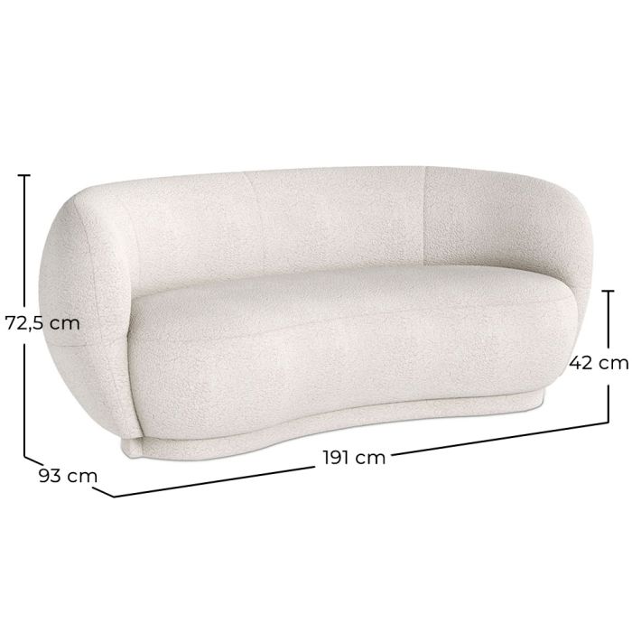 Curved Sofa 3 Seater Boucle Fabric Curvy Privatefloor