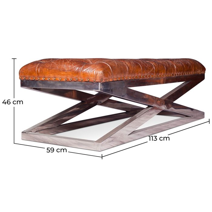 Distressed leather bench deals