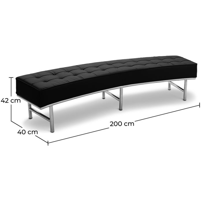 Curved outlet leather bench