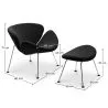 Designer Armchair with Footrest - Upholstered - Chunk image 7
