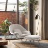 Designer Armchair with Footrest - Upholstered in Fabric - Womb image 7